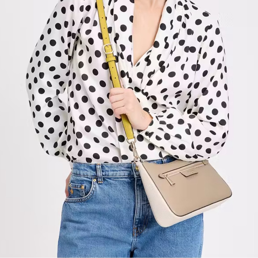 Kate Spade Hudson Colorblocked Convertible Crossbody Timeless Taupe Multi - Picture 11 of 16